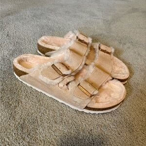 Pink Fluffy Birkenstocks